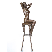 Обнаженная женская фигура металлического краба Обнаженная леди Home Deco Латунная статуя TPE-467
